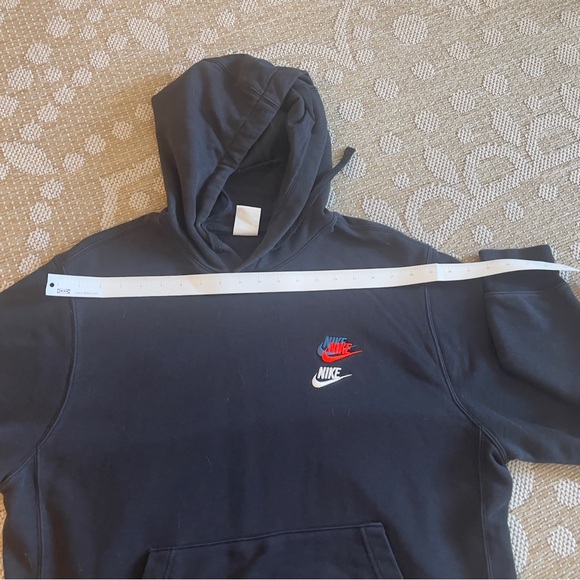 Nike Sportswear French Terry Hoodie Black Long Sleeve - Picture 10 of 13